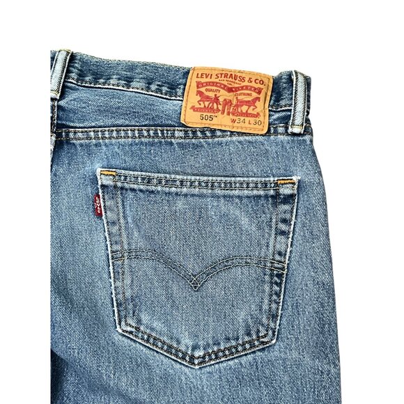 Levis Mens 505 Classic Stone Wash Jeans 34x30 - Picture 7 of 11